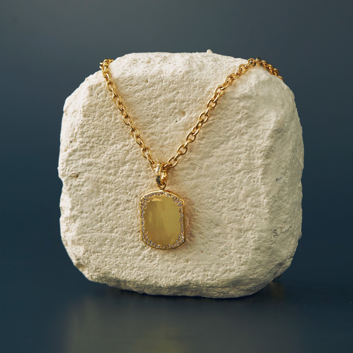 Diamond Frame Dog Tag Pendant